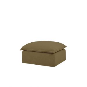 Pouf en coton et lin d&eacute;houssable vert 92x72cm