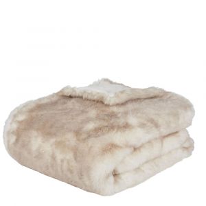 Plaid imitation fourrure cr&egrave;me et marron 150x180