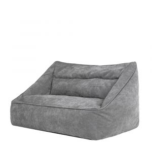 Pouf géant canapé en tissu chenille texturé gris
