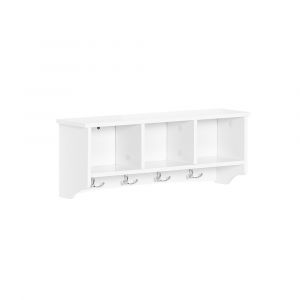 Porte-manteau 3 compartiments 4 crochets effet bois blanc