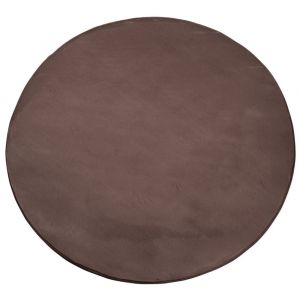 Tapis de Fourrure Rond Velours Marron 120x120cm