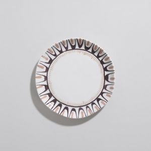 Assiette &agrave; dessert en c&eacute;ramique marron et blanche