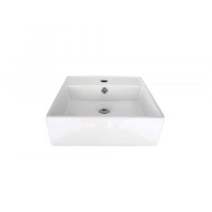 Vasque &agrave; poser carr&eacute;e en c&eacute;ramique blanche 38cm