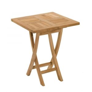 Table de jardin carr&eacute;e pliante 2 personnes L. 60 cm en teck