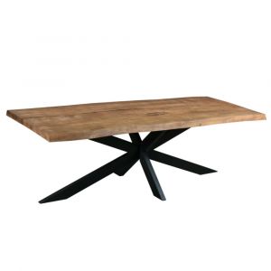 Table repas 8 personnes 200 cm, chants bruts de sciage