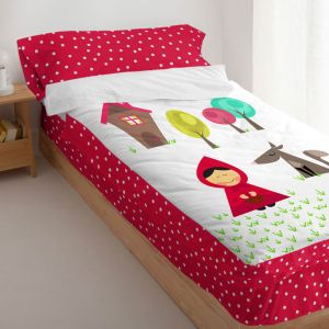 Couchage pr&ecirc;t &agrave; dormir 100% coton rouge 90x200 cm sans rembourrage