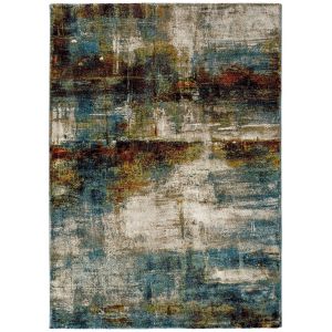 Tapis descente de lit beige/bleu/rouille 60x120 cm
