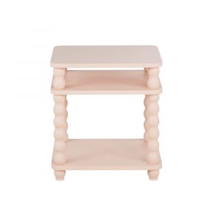 Table de chevet rose poudr&eacute; et pied perl&eacute;s