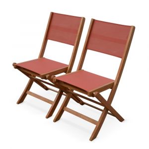 Lot de 2 chaises de jardin en bois terracotta
