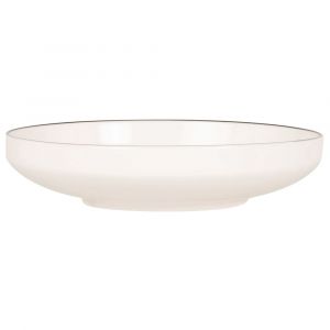 Assiette creuse en porcelaine blanche et liser&eacute; noir
