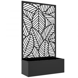 Jardini&egrave;re sur pied en m&eacute;tal pour plante grimpante avec treillis