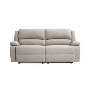 Canap&eacute; relax manuel 3 places avec 2 assises XXL en tissu - Beige