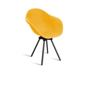 Fauteuil en plastique recyclé jaune, pied en acier revalorisé