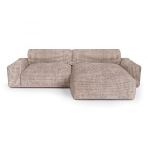 Canap&eacute; angle droit velours c&ocirc;tel&eacute; XXL taupe 220cm