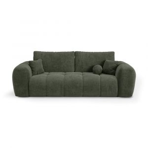 Canap&eacute; convertible avec coffre 4 places en tissu tram&eacute; vert vintage