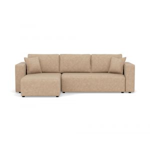 Canap&eacute; d'angle r&eacute;versible convertible 4 places en simili beige