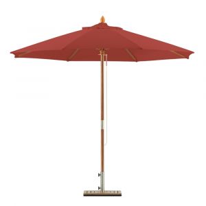 Parasol en bois rond diam&egrave;tre 3m rouge  - habana