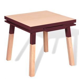 Table de cuisine carrée avec tiroir 80 cm, 100% frêne massif