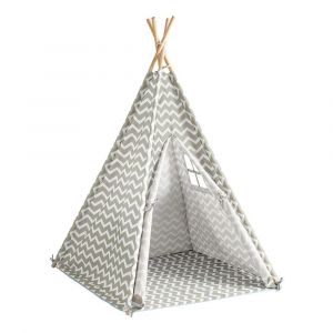 Tente tipi enfant pour gar&ccedil;on et fille avec tapis de sol gris