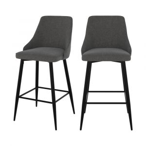 Lot de 2 chaises pour &icirc;lot central 66,5 cm en tissu gris fonc&eacute;