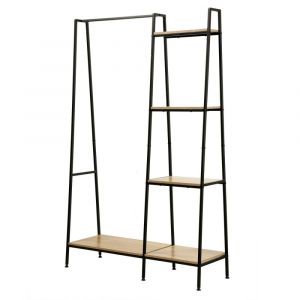 Penderie Industrielle 1 Tablette Basse avec 4 &Eacute;tag&egrave;res - Effet Bois