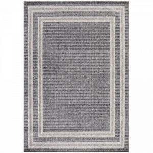 Tapis ext&eacute;rieur tiss&eacute; plat gris et greige 240x340cm