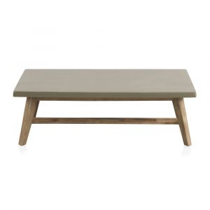Table basse en acacia avec plateau en ciment gris clair 70x120 cm