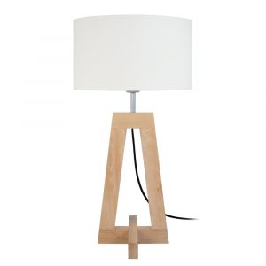 Lampe &agrave; poser bois H54cm naturel ;Abat-jour: &eacute;cru