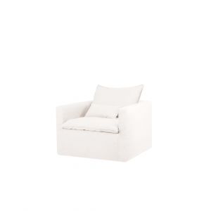 Fauteuil en coton et lin d&eacute;houssable blanc 109x96cm