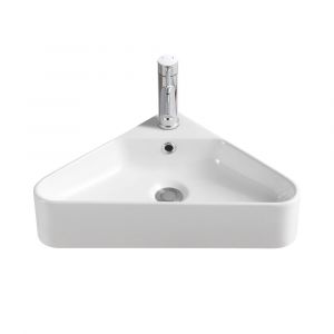 Vasque d'angle &agrave; poser en c&eacute;ramique blanche 42,5 cm