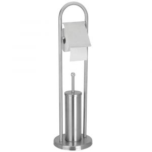 D&eacute;rouleur papier WC + brosse WC sur pied acier inoxydable mat