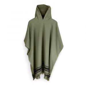 Poncho éponge coton vert kaki & noir 100x88