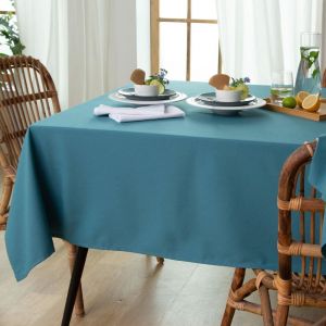 Nappe en coton bleu canard 150x150