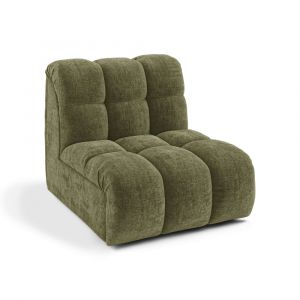Fauteuil pivotant modulable en velours gaufr&eacute; vert vintage
