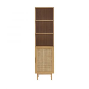 Colonne de rangement en bois et cannage H190cm - Bois clair
