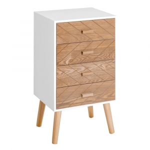 Chiffonnier design scandinave bicolore blanc h&ecirc;tre