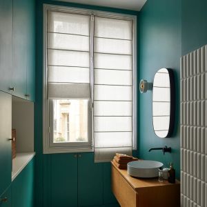 Store bateau en lin beige 45x220 cm