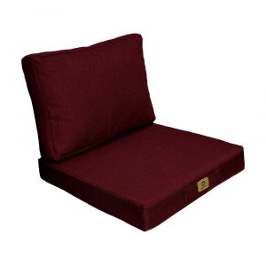Coussins pour fauteuil effet lin d&eacute;houssable 50x50cm Prune