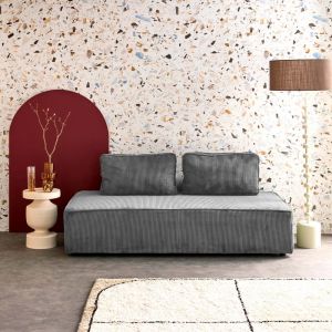 Chauffeuse 2 places canap&eacute; modulable gris fonc&eacute;