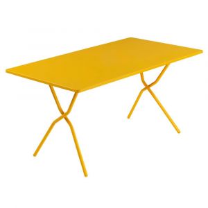 Table de jardin pliante 140x80x72cm en acier jaune L80xl140xH72
