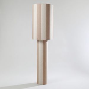 Lampadaire en polyester recycl&eacute; &agrave; rayures cr&egrave;mes et marron H145