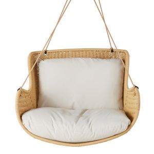 Fauteuil suspendu extérieur en résine et coussin en polyester recyclé blanc