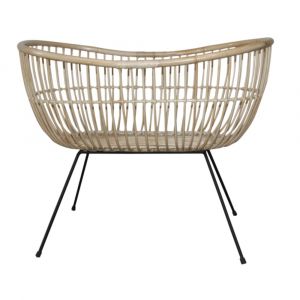 Berceau pieds m&eacute;tal rotin naturel 85 x 104 cm