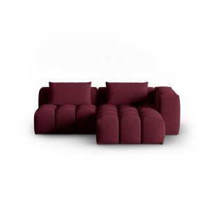 Canap&eacute; d'angle droit modulable 3 places en tissu structurel bordeaux