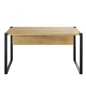 Bureau professionnel en manguier massif et m&eacute;tal noir