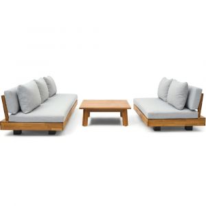 Salon de jardin 5 places en bois FSC - gris