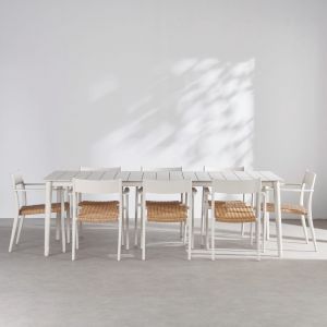 Ensemble table et 8 chaises de jardin en aluminium coloris argile et r&eacute;sine beige