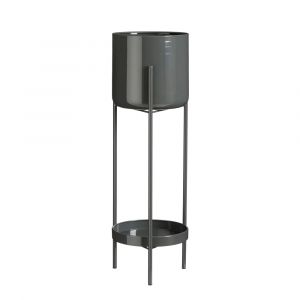 Cache-pot sur pied en m&eacute;tal noir D19