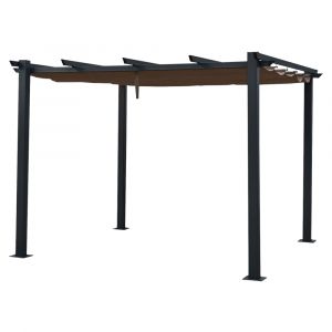 Pergola autoportante 3 &times; 3m en aluminium avec toile taupe