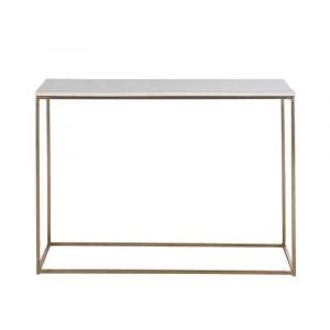 Console en marbre blanc et m&eacute;tal coloris laiton
